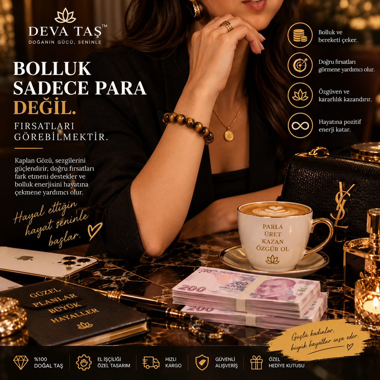 DEVA TAŞ™ Para Çekim Bilekliği | Bolluk & Bereket Enerjisi