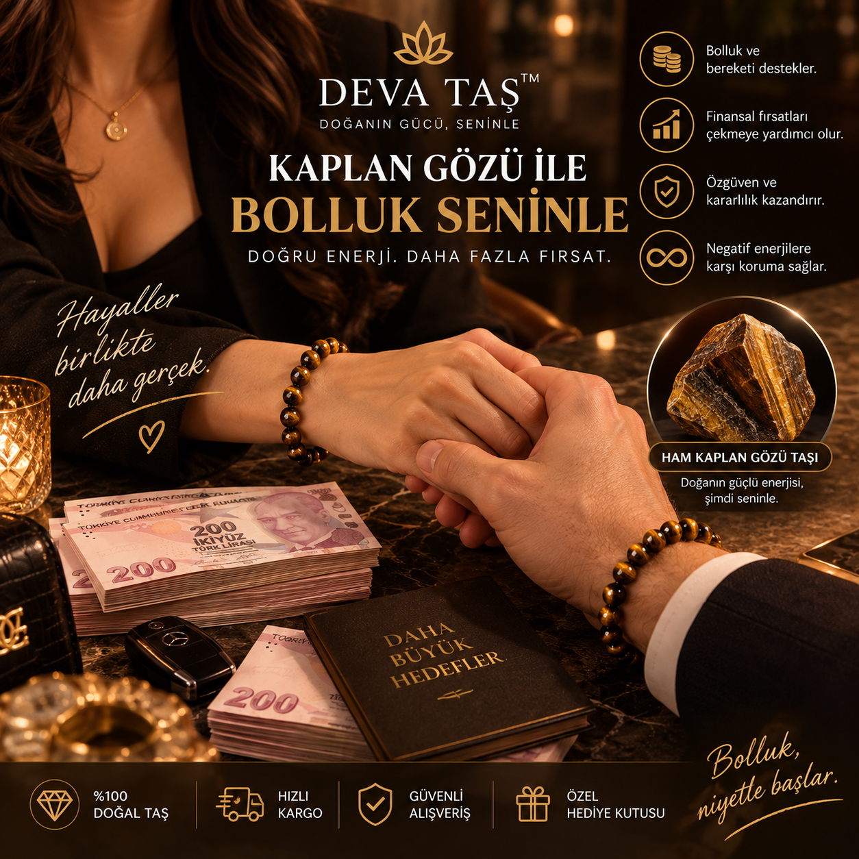 DEVA TAŞ™ Para Çekim Bilekliği | Bolluk & Bereket Enerjisi