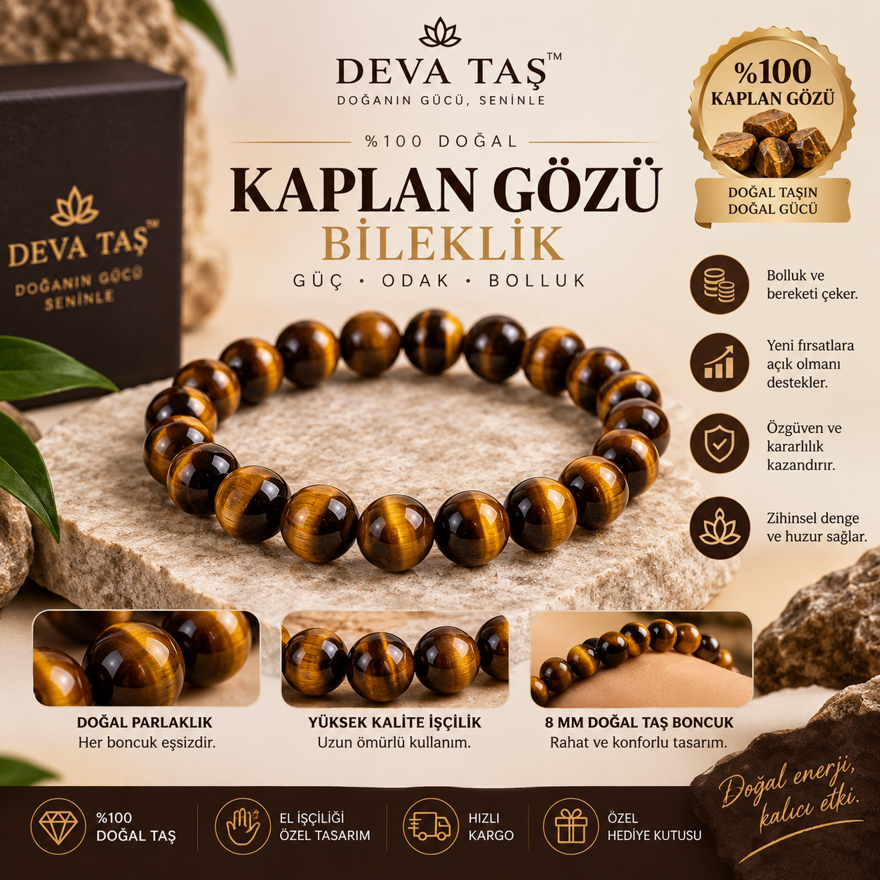 DEVA TAŞ™ Para Çekim Bilekliği | Bolluk & Bereket Enerjisi