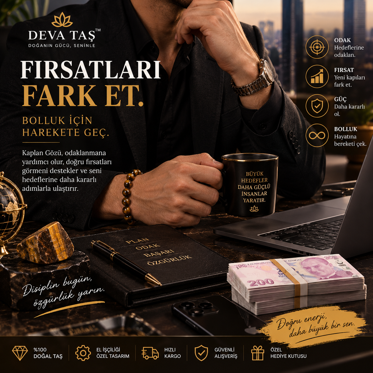 DEVA TAŞ™ Para Çekim Bilekliği | Bolluk & Bereket Enerjisi